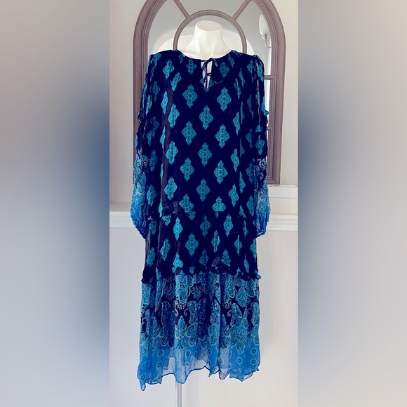 NWT Kobi Halperin Connor Printed Midi Dress, Black Blue Size XXL New w/Tag $548 - Picture 12 of 13